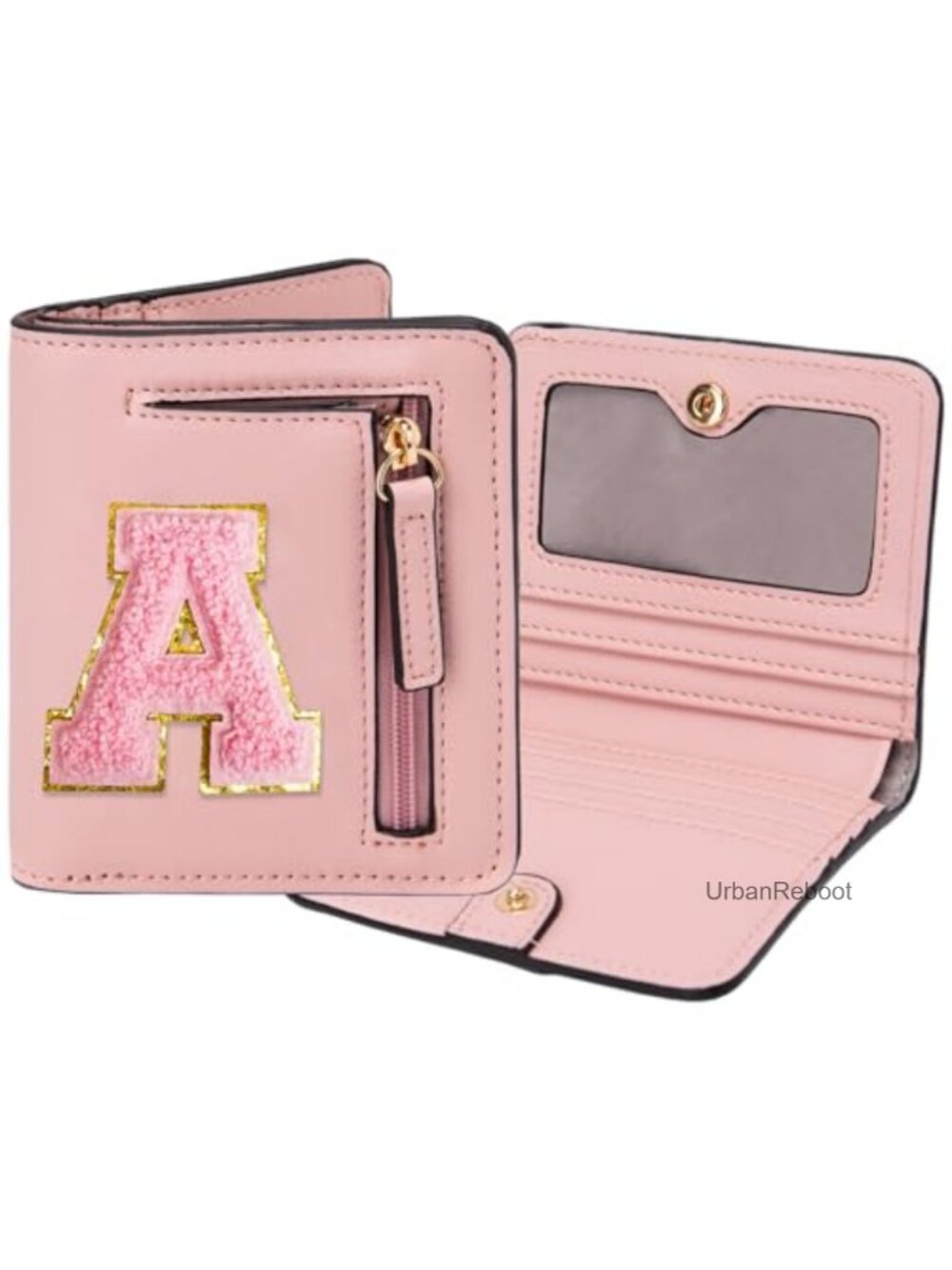 Girls Small Faux Leather RFID Wallet with Initial Monogram